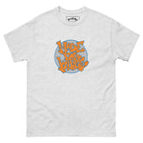 Made For Kings Graff Logo (Royal Blue and Orange) graphic t-shirt – Ash, front view