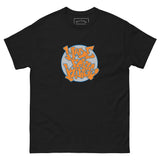 Made For Kings Graff Logo (Royal Blue and Orange) graphic t-shirt – Black, front view