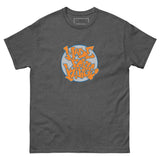 Made For Kings Graff Logo (Royal Blue and Orange) graphic t-shirt – Dark Heather, front view