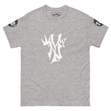Made For Kings KING OF NEW YORK — Unisex Tee Navy & White – Sport Grey, front view