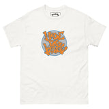 Made For Kings Graff Logo (Royal Blue and Orange) graphic t-shirt – White, front view