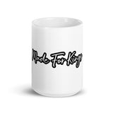 Made For Kings Script Logo White glossy mug
