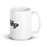 Made For Kings Script Logo White glossy mug